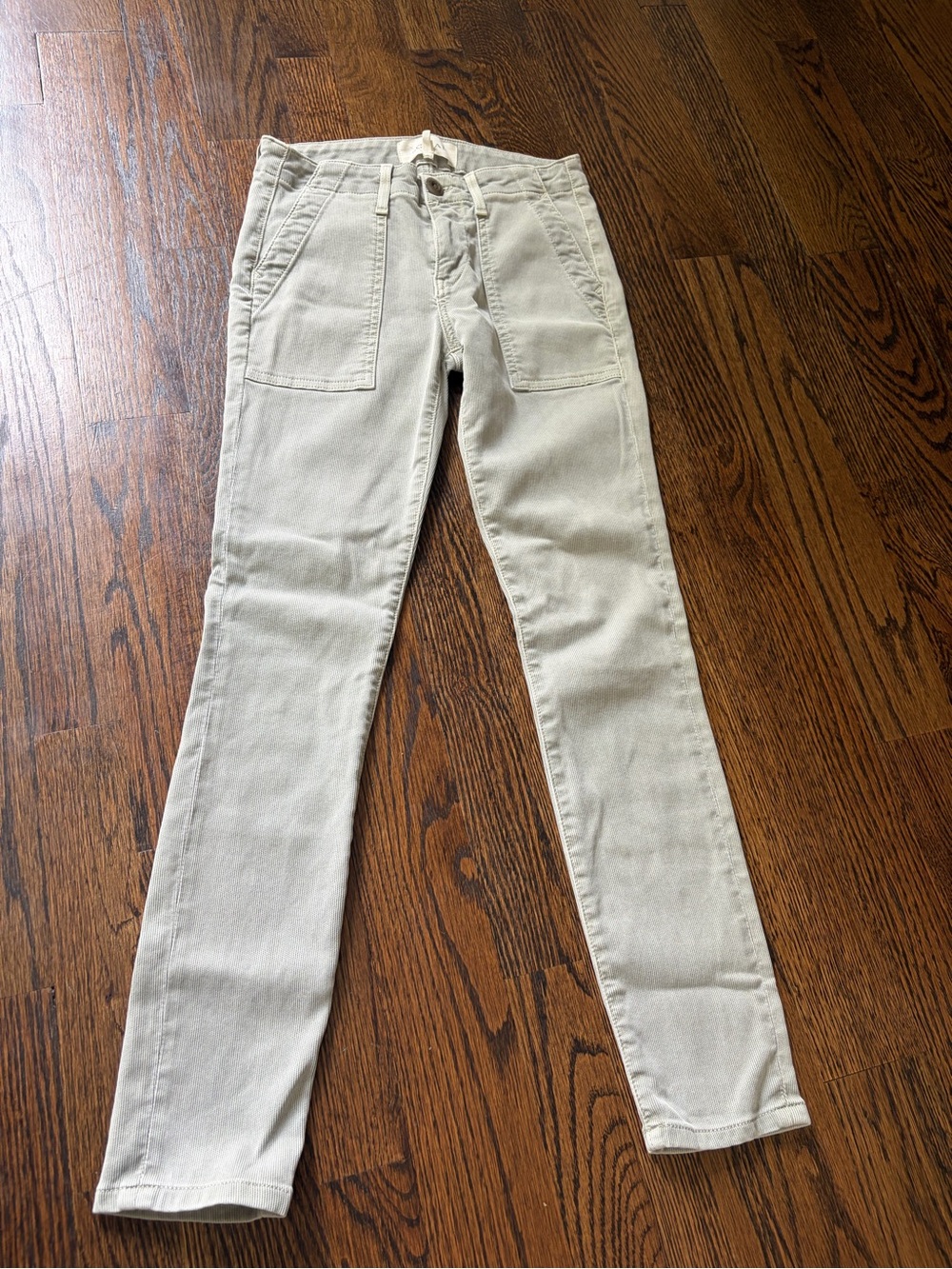 THE GREAT. Slim High-Rise Cream Skinny Pants